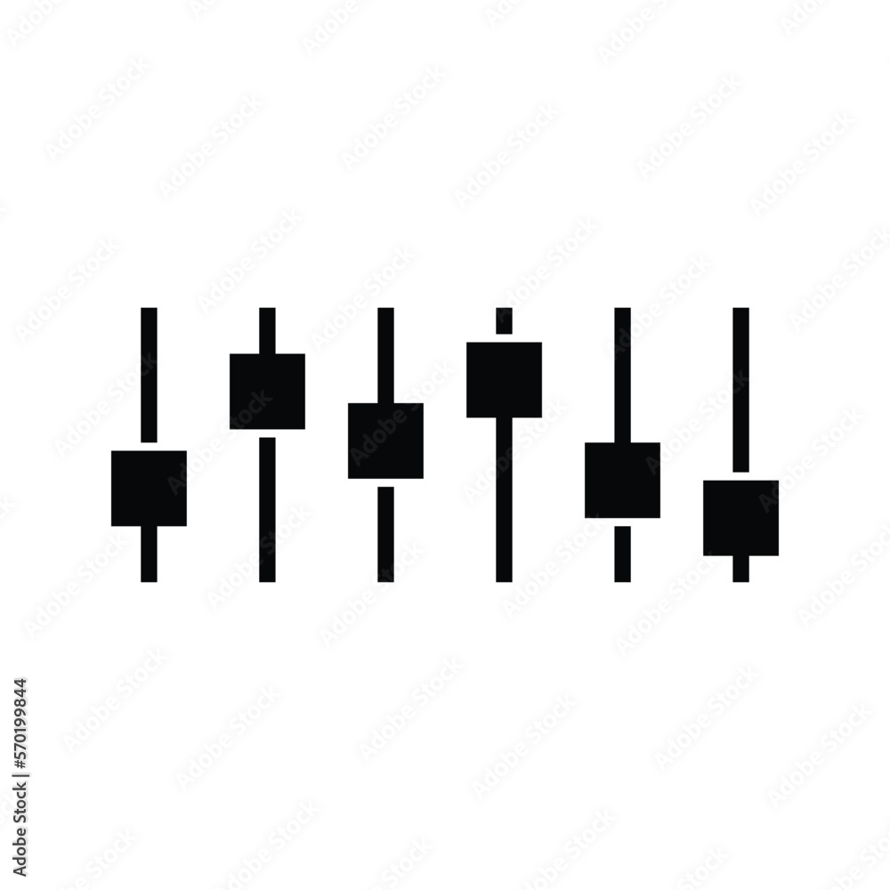 Sound volume level icon. Sound controller symbol. Adjustment settings slider icon. Vector isolated sign. Sound volume level icon. Sound controller symbol. Adjustment settings slider icon. Vector isolated sign.