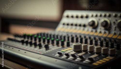 Close Up Of Music Mixer Console Created With Generative Ai © MuhammadNaufal