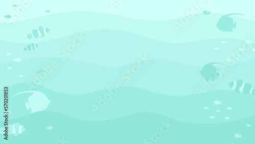 Underwater scene with fishes banner. Marine life vector design template. Backgrounds with copy space for text for banners, social media stories