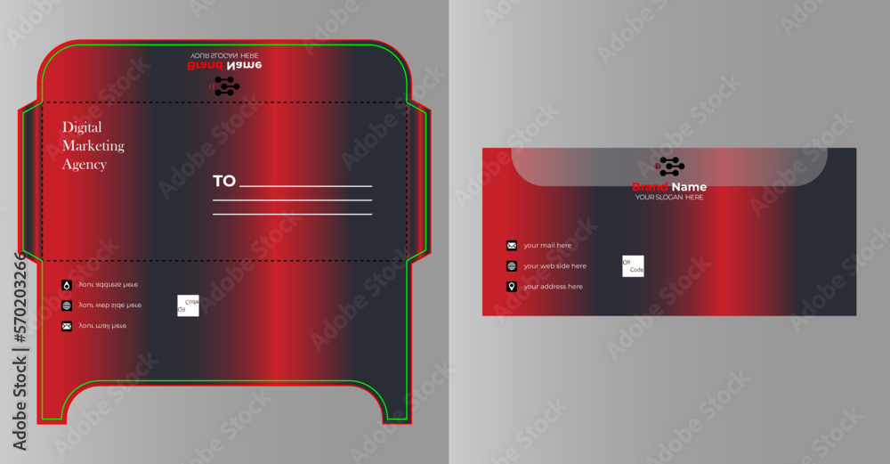 DL office Envelope die cut template size A4. Template for design