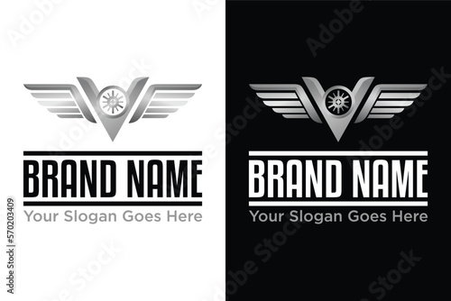 silver Letter b vault with wings illustration logo design