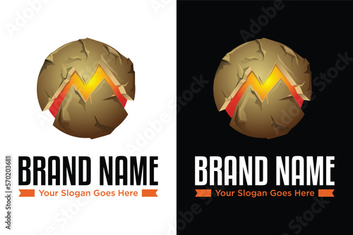 letter m magma stone illustration logo design