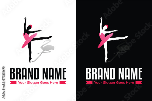 Dance ballet flamingo bird academy illustration logo design