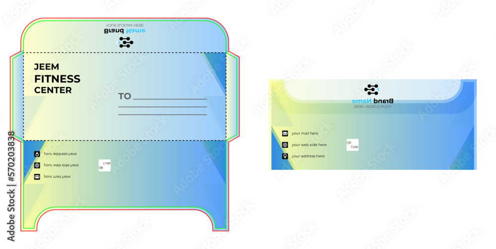 DL office Envelope die cut template size A4. Template for design