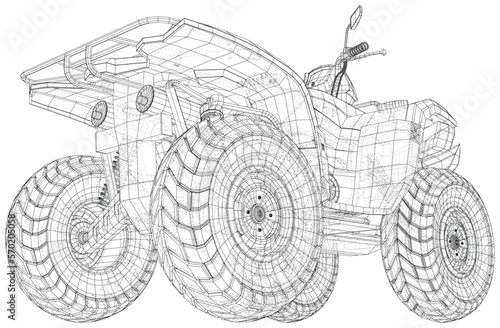 Vector ATV. Isolated off-road motorcycles on white background illustration. Extreme quad bike logo