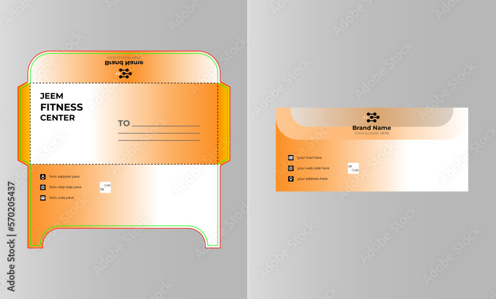 DL office Envelope die cut template size A4. Template for design