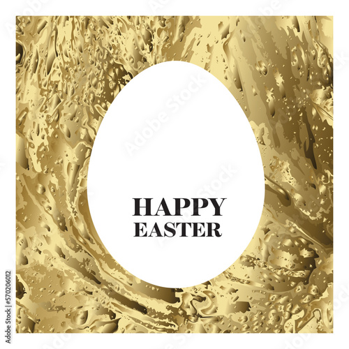 Happy Easter - minimalist easter card with egg cut from golden texture