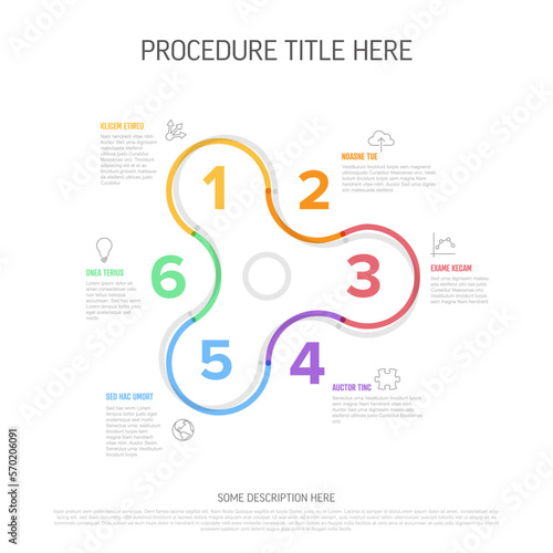 Minimalistic thick line six steps elements in spinner shape template