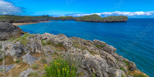 Coastline and Cliffs, Borizu Beach, Protrected Landscape of the Oriental Coast of Asturias, Celorio, Llanes, Asturias, Spain, Europe photo