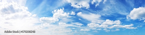 Panoramic view of the sky with beautiful cloudscape in the morning.