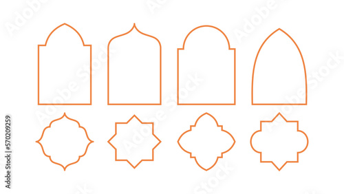 Eight islamic shapes isolated on white background for ramadan concept.