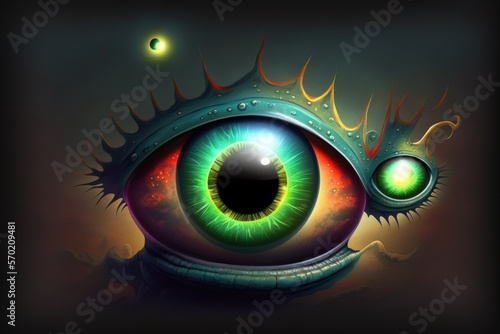 Shining eyes of an alien give you a menacing aspect. Generative AI