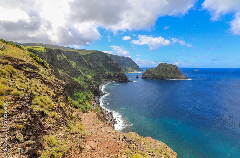 Beautiful Viewpoint on the fairy tale island of Flores Island, Azores, Portugal, Europe