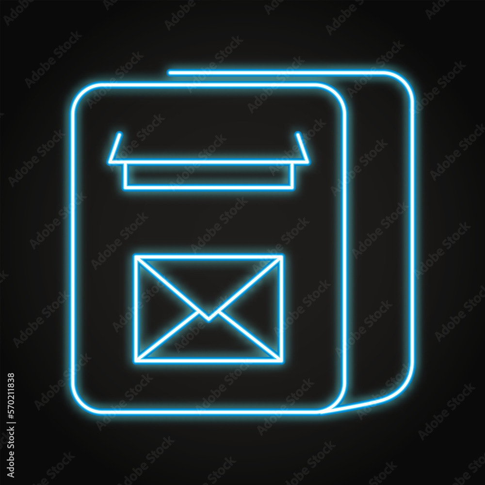 Neon square mailbox icon in line style Neon square mailbox icon in line style