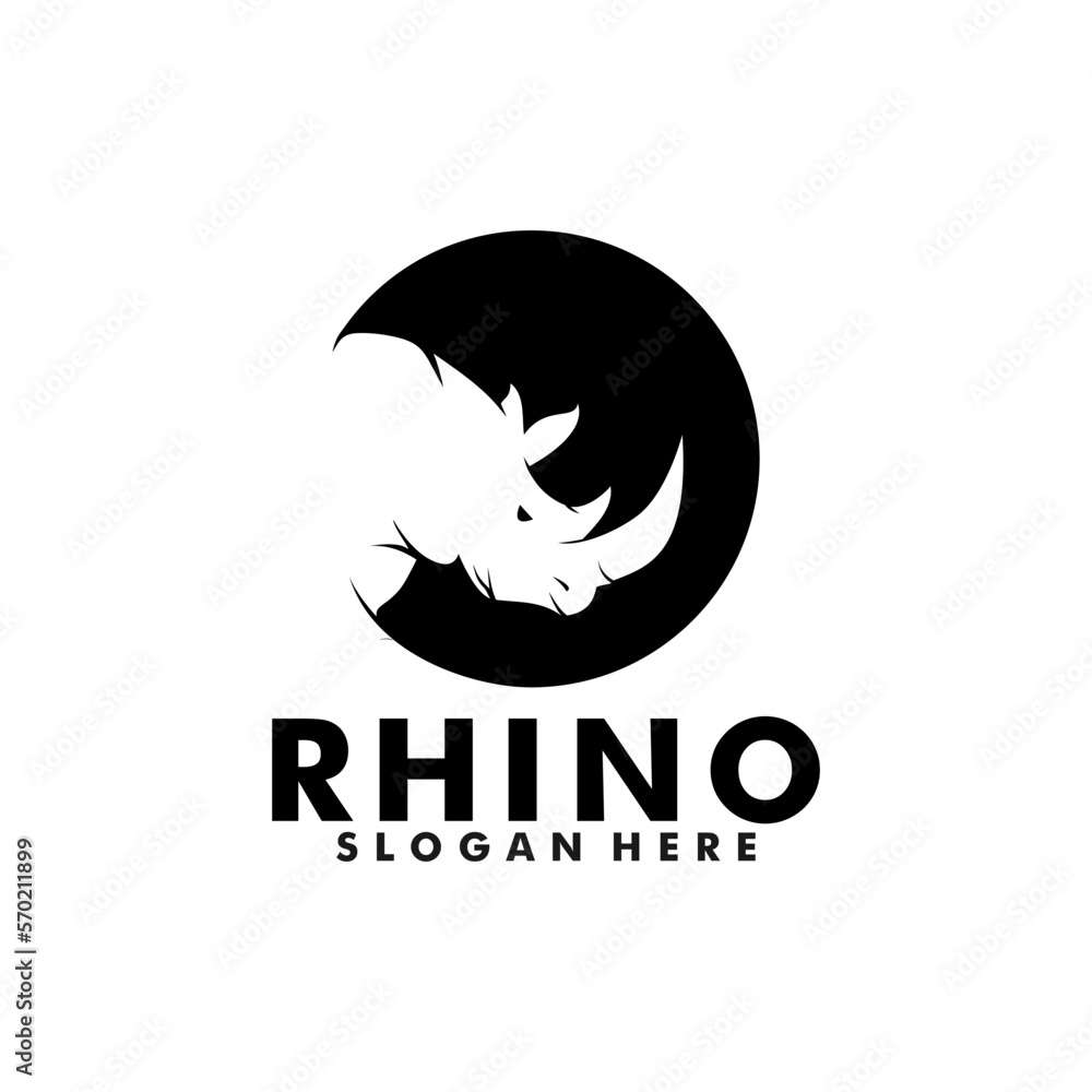 Flat design Rhino head logo vector Flat design Rhino head logo vector