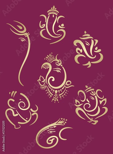 Ganesha, Aum, Hindu wedding card, Diwali, India	