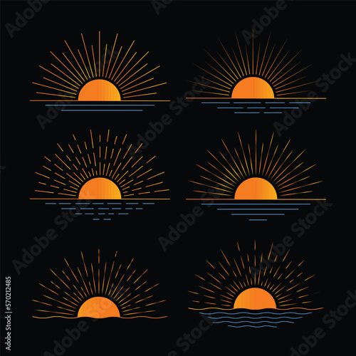 

set of hand drawn Sun icon, line art sun vector, summer Sunrise Sunset sun, sunshine sun logo, Boho sunrise logo,Morning sunlight,design elements for sticker,t-shirt tattoo