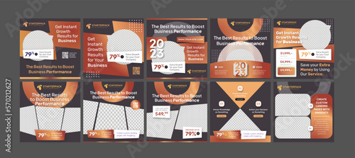 StarterKit in Gold Colored or Fall Season Style - A4 Flyer, Square Feed,& Story Social Media templates - Create Custom Landing Pages with Awgency