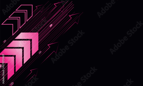 vector arrow pointing up. neon arrows of pink color on a dark background