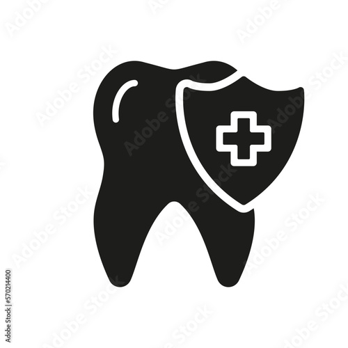 Medical Oral Care. Dental Insurance Glyph Pictogram. Teeth Protection and Hygiene Silhouette Icon. Tooth Defense. Dental Treatment Solid Sign. Dentistry Symbol. Isolated Vector Illustration