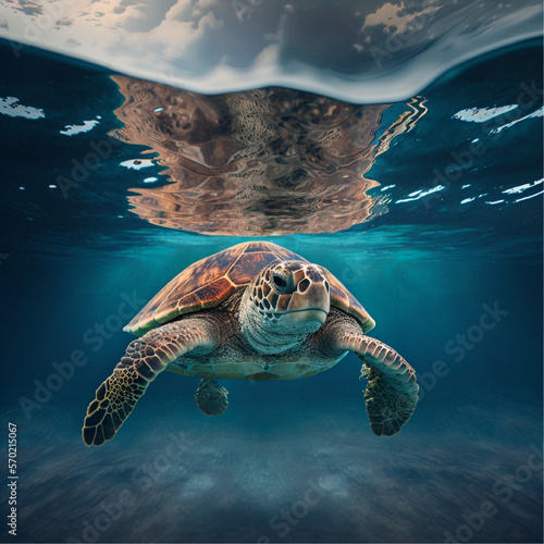 Turtle in the ocean, Generative ai
