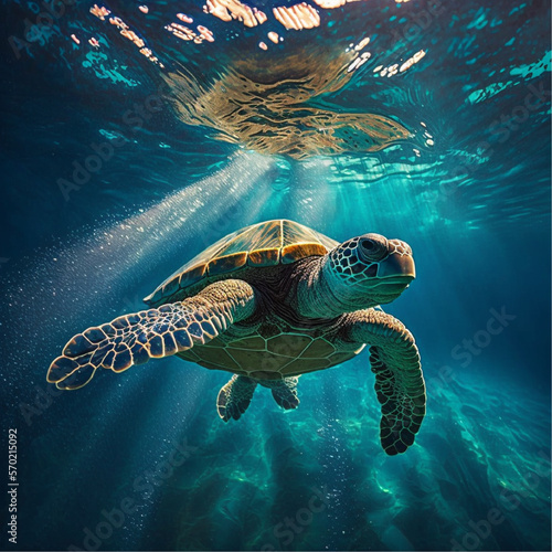 Turtle in the ocean  Generative ai