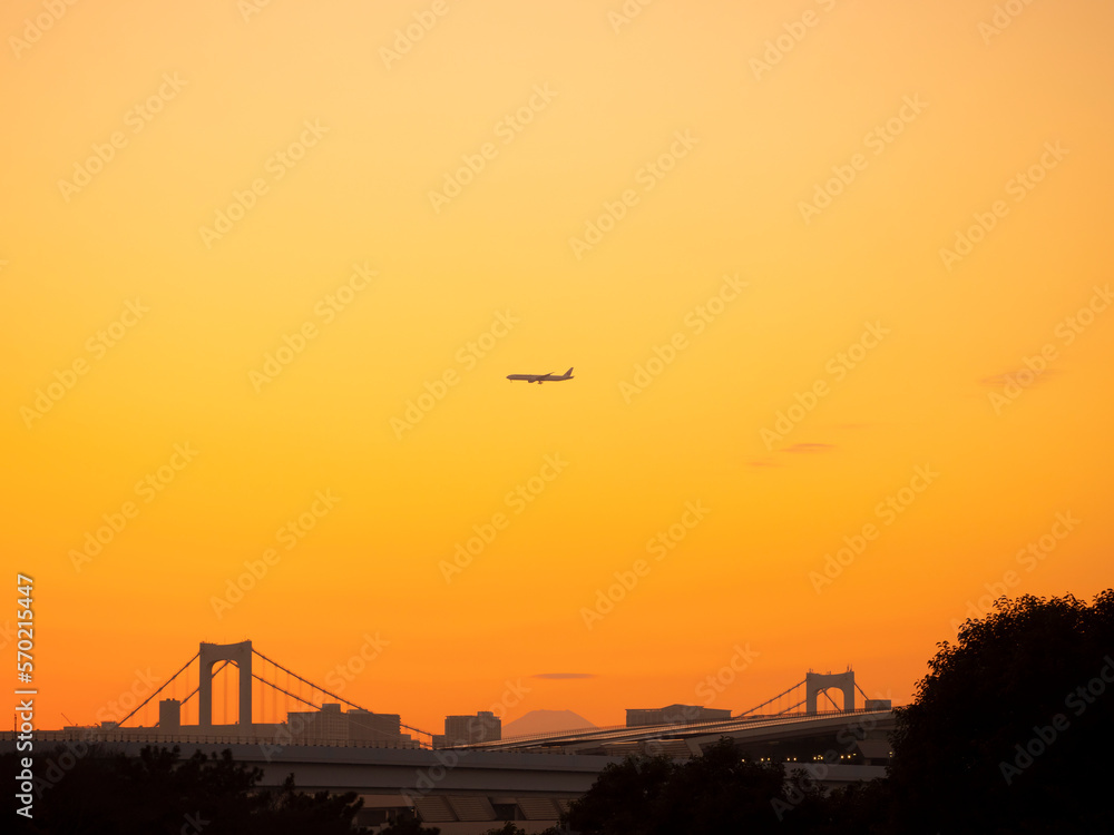 東雲運河,レインボーブリッジの夕焼け