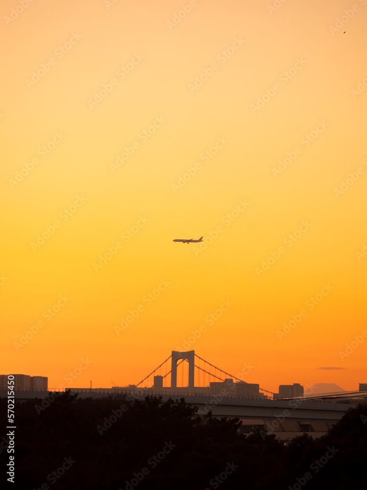 東雲運河,レインボーブリッジの夕焼け