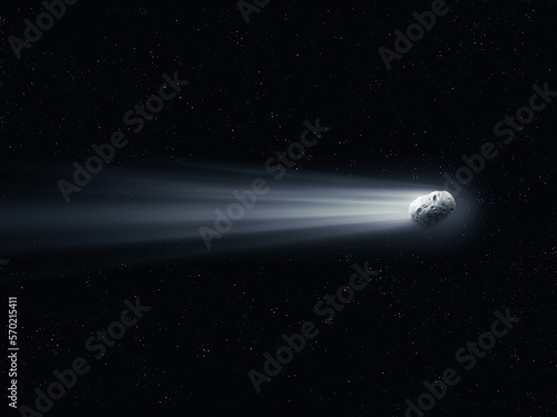 Tableau sur toile Astrophotography of the nucleus of a comet with a gas and dust tail