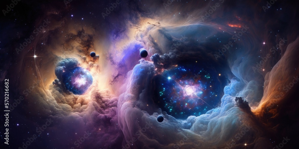 Nebulas and stars in the background of infinite space. Nebulas and stars in the background of infinite space.