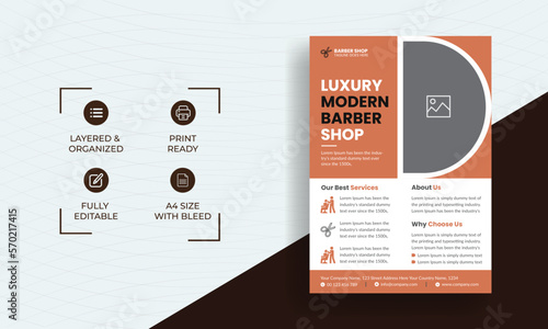 Barber shop flyer template. Price list and special offer