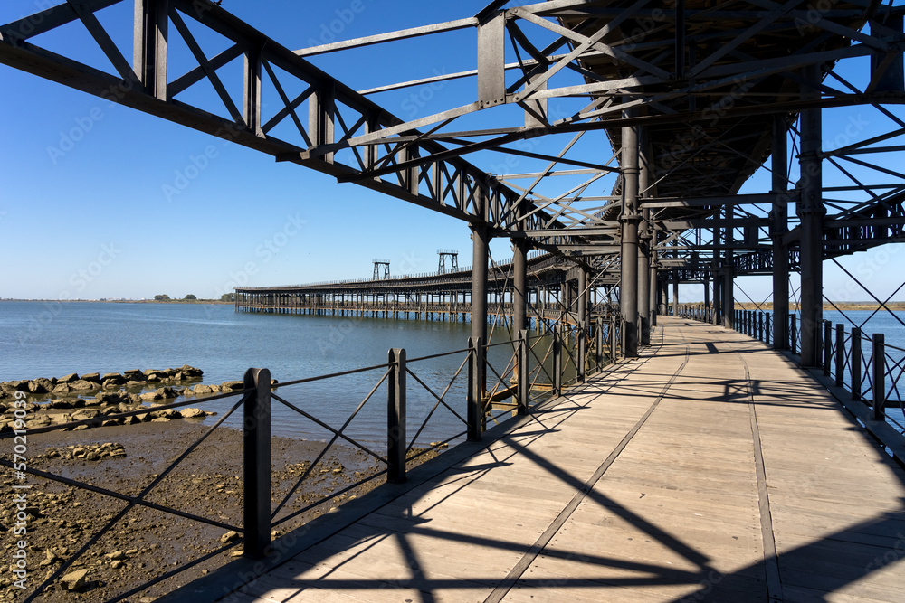 Fototapeta premium Tinto river Company Dock built in 1874. Huelva, Andalucia, Spain.