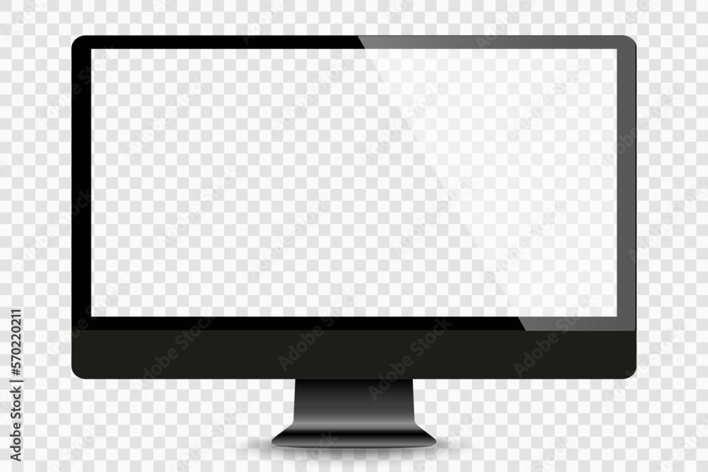Realistic black modern thin frame display computer monitor. PNG stock illustration. Stock royalty free. Vector illustration EPS 10 Realistic black modern thin frame display computer monitor. PNG stock illustration. Stock royalty free. Vector illustration EPS 10