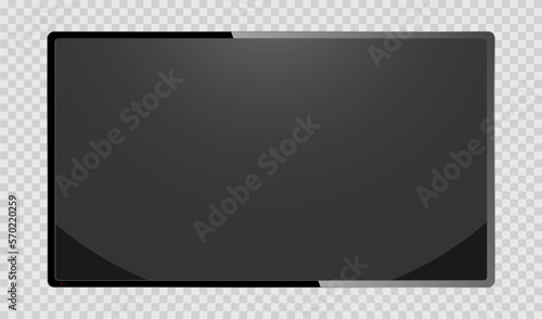Realistic black modern thin frame display computer monitor. PNG stock illustration. Stock royalty free. Vector illustration EPS 10