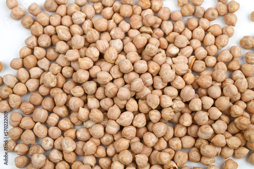 Background of dried chickpeas. Close up of chickpeas top vew