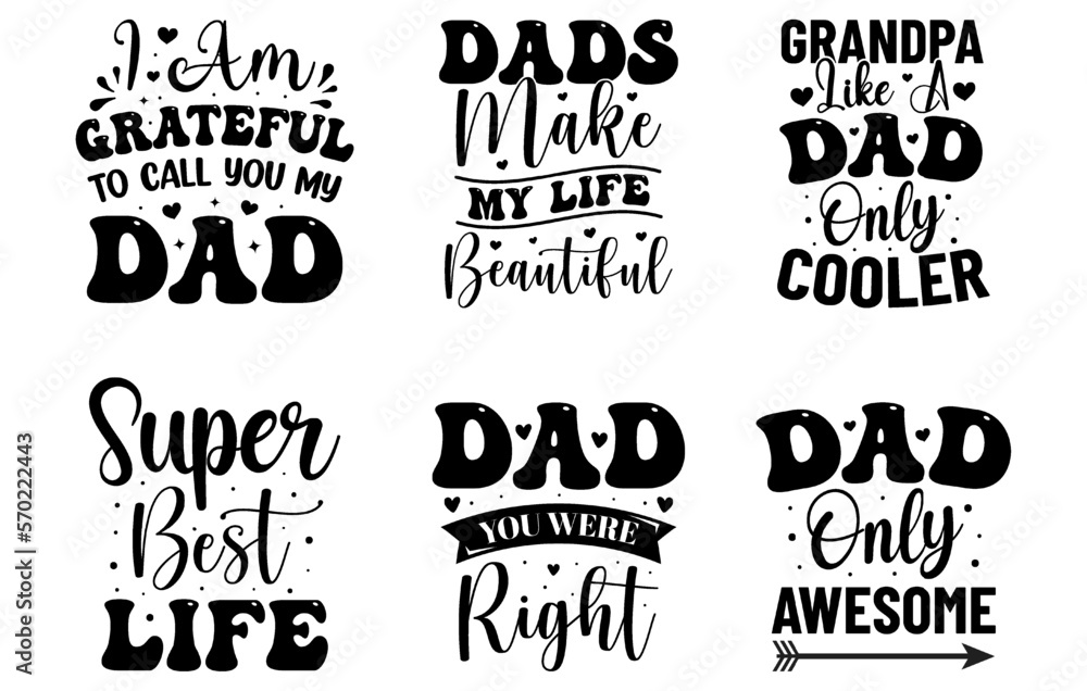 Dad Svg Typography T Shirt Bundle, Papa T Shirt Set, Svg T Shirt Bundle, Father Day T Shirt, Dad T Shirts Bundle