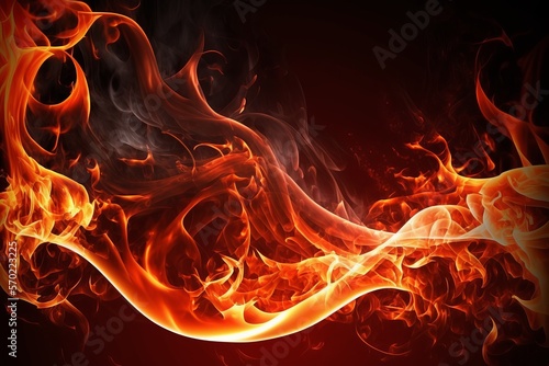 Hot red flames as fire and heat background illustration Generative AI