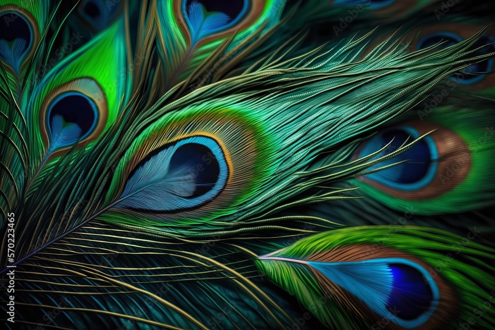 Obraz premium Peacock feather background. Abstract style background Generative AI