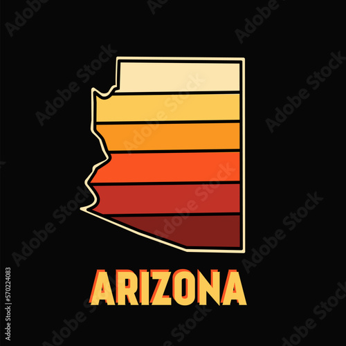 illustration vector of arizona map in sunset color perfect for print,etc. 