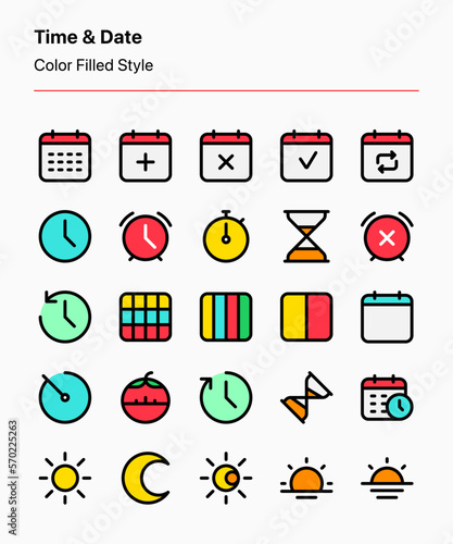 A set of customizable time and date icons. Perfect for app and web interfaces, graphic design, and other projects