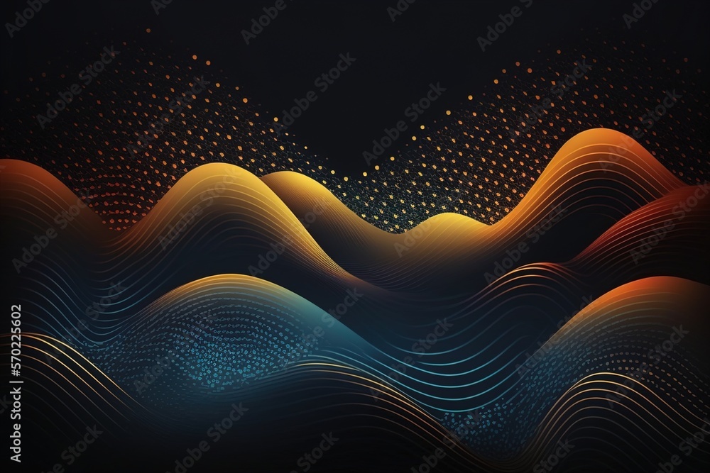 Abstract wave grainy color gradient background. Generative AI