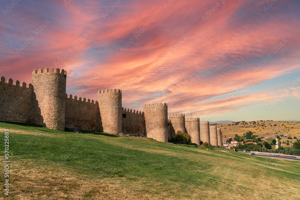 Ancient city wall in Avila, Castile and Leon, Spain