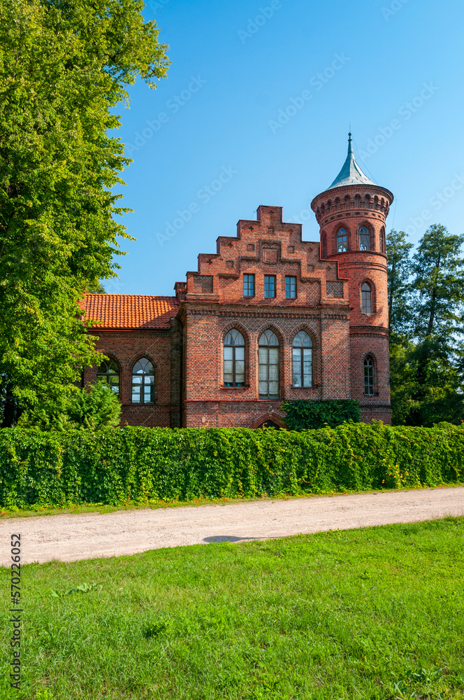Neo-gothic castle in Nowy Duninow, Masovian Voivodeship, Poland
