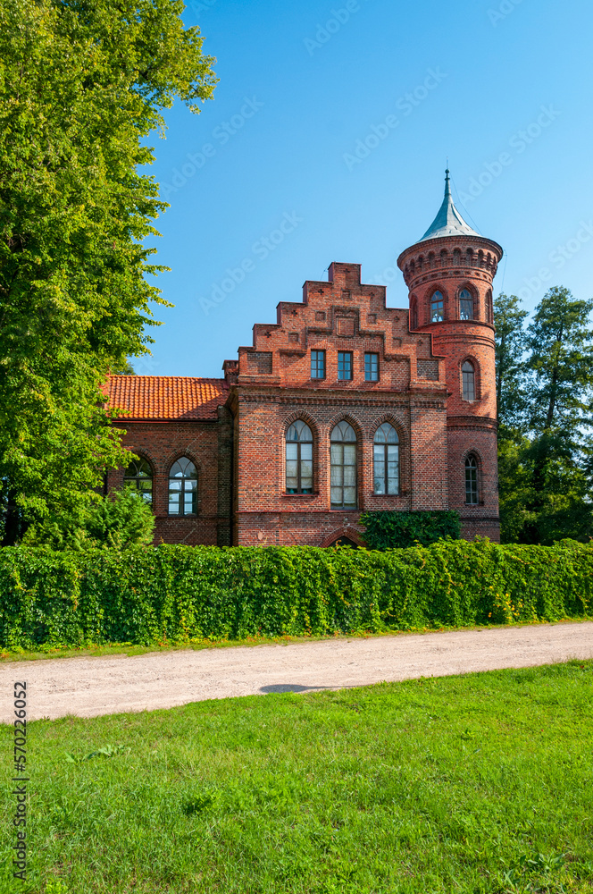 Neo-gothic castle in Nowy Duninow, Masovian Voivodeship, Poland Neo-gothic castle in Nowy Duninow, Masovian Voivodeship, Poland