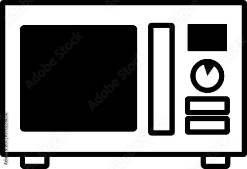 電子レンジのシンプルなモノクロイラスト