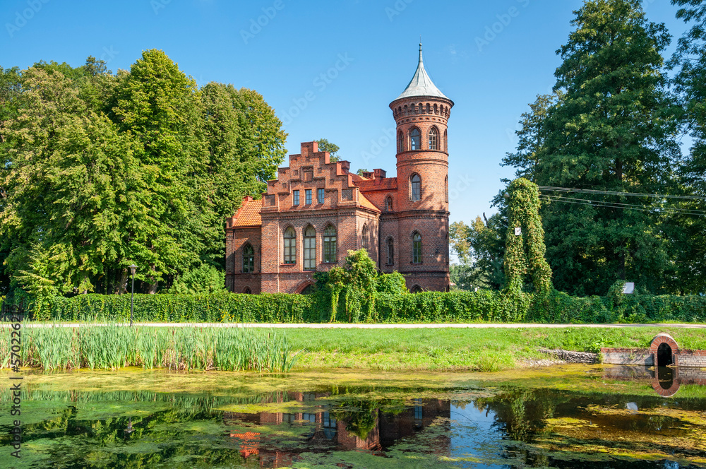 Neo-gothic castle in Nowy Duninow, Masovian Voivodeship, Poland