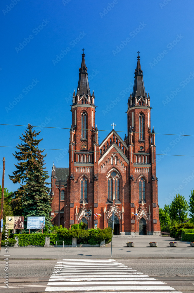 Fototapeta premium Church Of the Virgin Mary of the Rosary. Pabianice, Lodz Voivodeship, Poland.