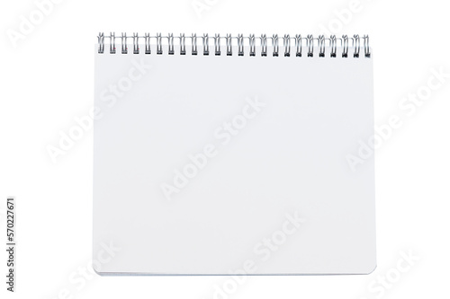 Notebook on spiral binding mockup isolated on white background