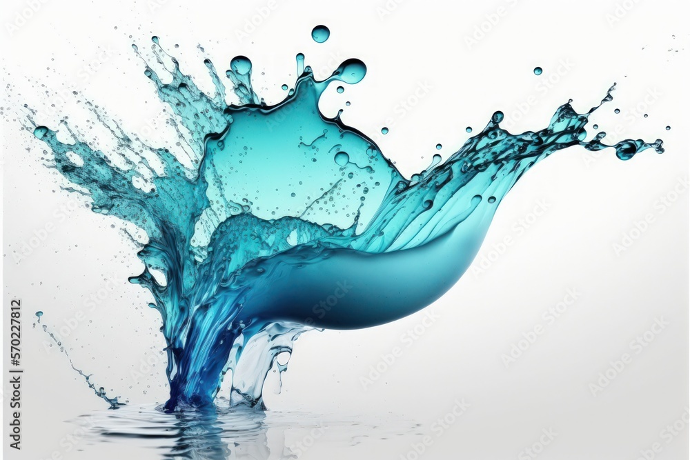 Obraz premium Isolated blue water splash on a white background. Generative AI