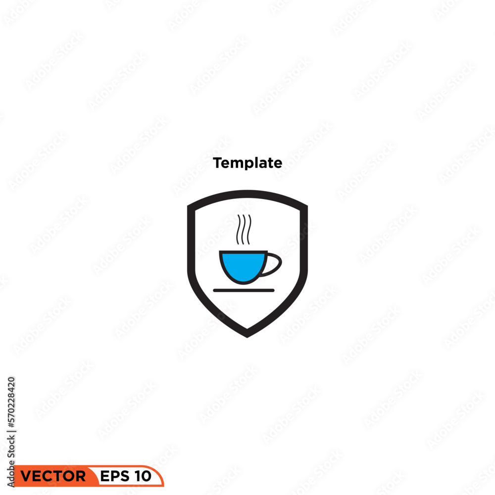 Icon vector graphic of shield coffee Icon vector graphic of shield coffee